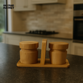 BAMBOO SALT AND PEPPER JAR SET WITH TRAY BAM-36